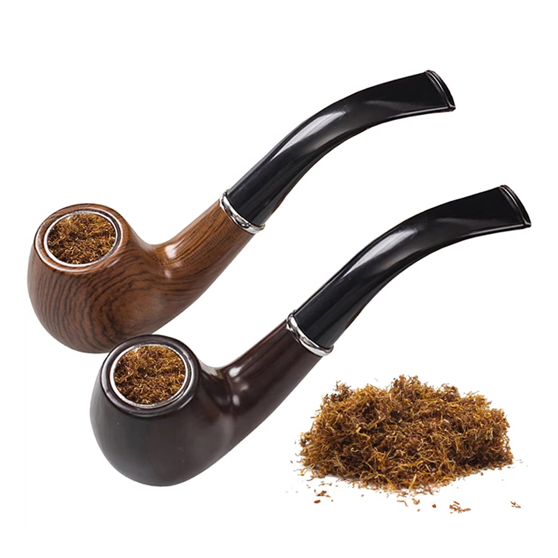 Burr Hand Grinder - Retro Hars Ebbenhouten Rookpijp Gebogen Tabakspijp