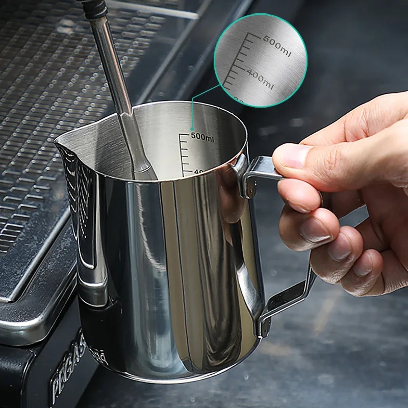 Barista Milk Jug - Roestvrijstalen melkopschuimkan met schaalverdeling, latte art