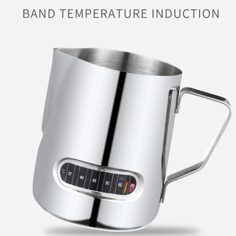 Barista Milk Jug - 350 ml Rvs Melkopschuimkan Temperatuurweergave Melkopschuimer
