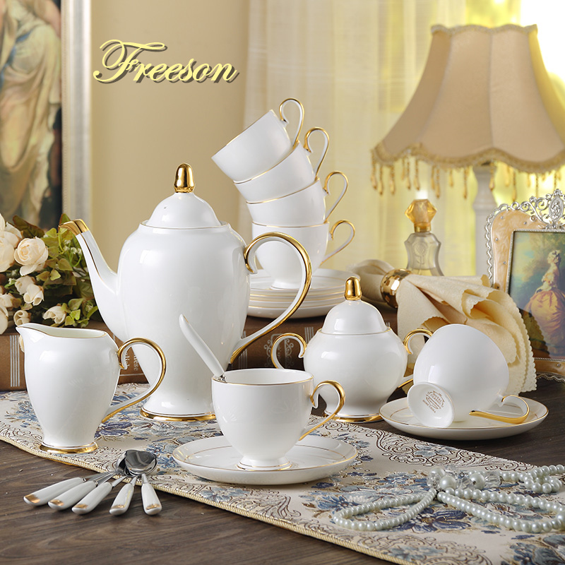 Coffee Tea Sugar - Grace Bone China Koffieset Wit Goud