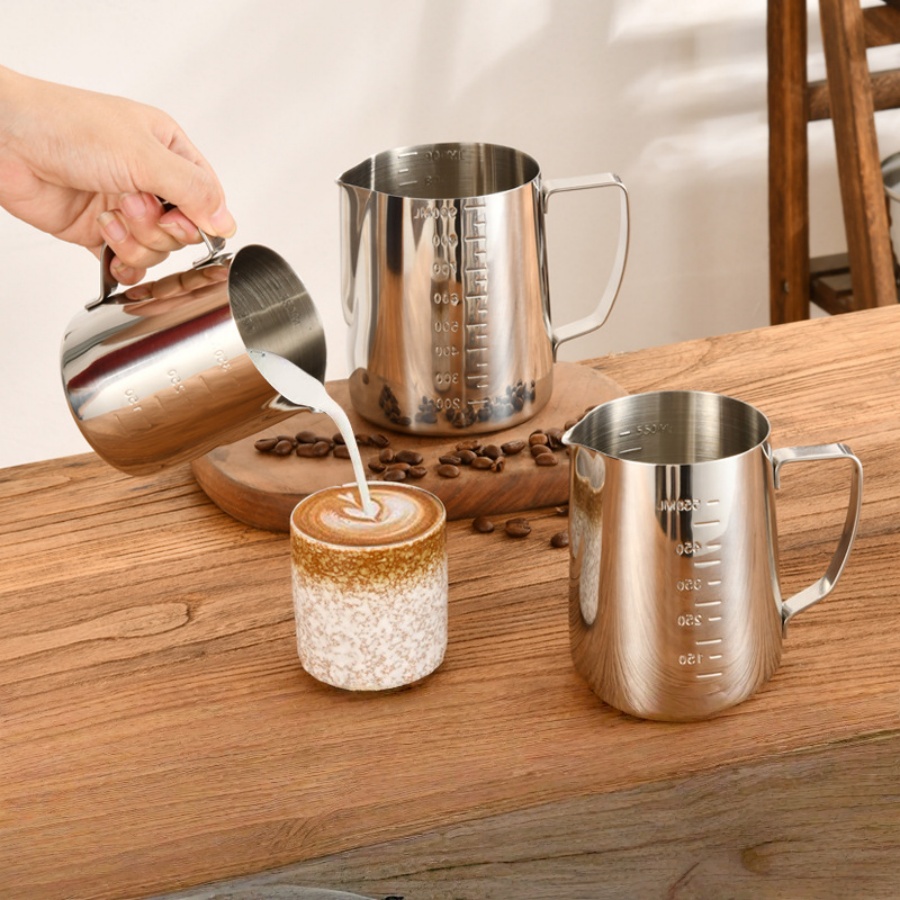 Barista Milk Jug - Melkopschuimer Espresso Melkopschuimers RVS Melkopschuimerbeker Opschuimerkan